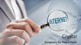  Presentation with magnifying glass - Audience pleasing theme consisting of magnifying glass searching the internet backdrop and a light blue colored foreground