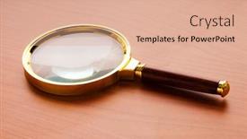  Presentation with magnifying glass - Amazing presentation theme having magnifying-glass-with-wooden-handle backdrop and a coral colored foreground