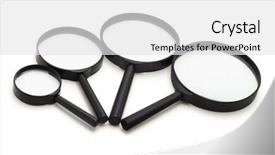  Presentation with detective magnifying glass - PPT layouts consisting of magnifying glasses on white background background and a white colored foreground
