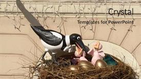  Presentation with medieval chainmail made up - Slide set enhanced with photography of green chairs in the station in munich background and a tawny brown colored foreground