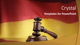  Presentation with gavel - Presentation design consisting of mahogany-wooden-gavel-on-glossy background and a tawny brown colored foreground
