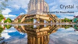  Presentation with chiang mai - Slide set featuring mai thailand at wat chedi background and a light blue colored foreground