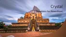  Presentation with chiang mai - Amazing PPT theme having mai thailand at wat chedi backdrop and a light blue colored foreground