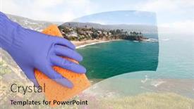  Presentation with cliff - Beautiful slides featuring maid-cleaning-windows backdrop and a coral colored foreground