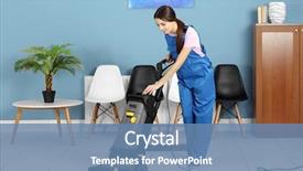 Presentation with floor - PPT layouts having maid service - pretty young woman in uniform background and a teal colored foreground