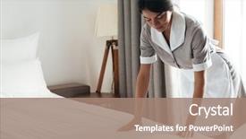  Presentation with hotel marketing strategies - Amazing slides having maid setting up white bed backdrop and a coral colored foreground