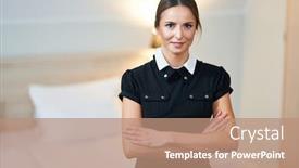  Presentation with hotel - Cool new theme with maid-standing-in-hotel-room backdrop and a coral colored foreground
