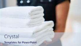  Presentation with hotel - Beautiful theme featuring maid-with-fresh-towels backdrop and a sky blue colored foreground
