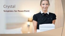  Presentation with hotel - PPT layouts with maid-with-fresh-towels background and a lemonade colored foreground