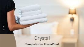  Presentation with hotel - PPT theme consisting of maid-with-fresh-towels background and a lemonade colored foreground