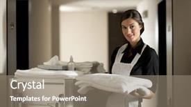  Presentation with housekeeping - Cool new presentation design with maid with housekeeping cart backdrop and a gray colored foreground