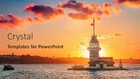  Presentation with tower - Slide deck enhanced with maiden-s-tower-at-sunset background and a yellow colored foreground