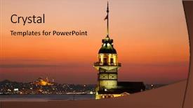  Presentation with istanbul - PPT layouts featuring maiden's tower kiz kulesi background and a coral colored foreground