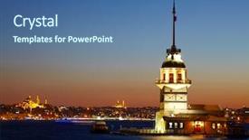  Presentation with istanbul bosphorus bridge turkey - Theme consisting of maiden's tower kiz kulesi background and a ocean colored foreground