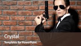  Presentation with secret agent - Presentation theme with maifa - handsome man in black suit background and a tawny brown colored foreground