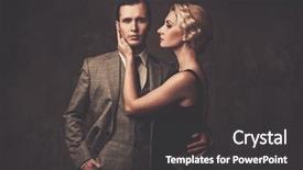  Presentation with well - Amazing PPT theme having maifa - well-dressed retro couple on grey backdrop and a dark gray colored foreground