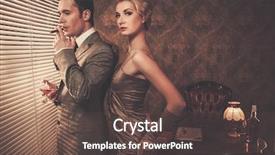  Presentation with well - Beautiful slide deck featuring maifa - well-dressed retro style couple near backdrop and a dark gray colored foreground