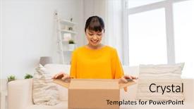  Presentation with shipping - Cool new slides with mail - people delivery and shipping concept backdrop and a lemonade colored foreground