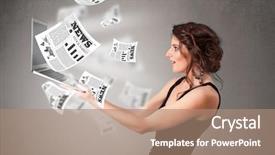  Presentation with notebook paper pieces of ready - Audience pleasing theme consisting of mail article - casual pretty young woman holdin backdrop and a coral colored foreground