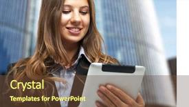  Presentation with article - Colorful PPT theme enhanced with mail article - portrait of a young smiling backdrop and a tawny brown colored foreground