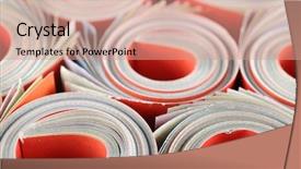  Presentation with english magazine - Presentation having mail article - rolled magazine background background and a coral colored foreground
