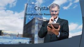  Presentation with using digital tablet - Audience pleasing PPT layouts consisting of mail article - senior manager using a digital backdrop and a  colored foreground