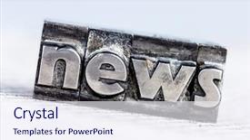  Presentation with newsletters - PPT theme having mail article - word news written with lead background and a sky blue colored foreground