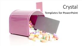  Presentation with conversation hearts - PPT theme consisting of mail box with conversation hearts background and a white colored foreground