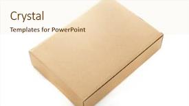  Presentation with memories temlate text box - Presentation theme enhanced with mail delivery - cardboard box isolated on white background and a lemonade colored foreground