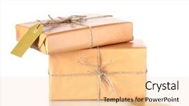  Presentation with brown - PPT theme having mail delivery - two parcels wrapped in brown background and a  colored foreground