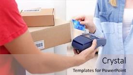  Presentation with young woman diagnosis of sti - Amazing slide deck having mail delivery - young woman paying for package backdrop and a  colored foreground