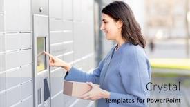  Presentation with touch screen - Audience pleasing slide set consisting of mail-delivery-and-post-service backdrop and a light blue colored foreground