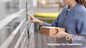  Presentation with touch screen - Presentation design featuring mail-delivery-and-post-service background and a coral colored foreground