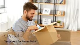  Presentation with mail - Slide set consisting of mail-delivery-shipment-and-people background and a coral colored foreground