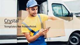  Presentation with distribution - PPT theme consisting of mail distrobution - cargo distribution industry delivery service background and a lemonade colored foreground