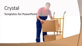  Presentation with courier - Theme enhanced with mail distrobution - young male courier with box background and a white colored foreground