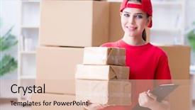  Presentation with distribution - Theme enhanced with mail distrobution - young woman working in parcel background and a lemonade colored foreground