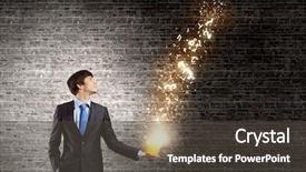  Presentation with holding bucket while water droplet - Slides featuring mail letter - young businessman holding yellow bucket background and a dark gray colored foreground