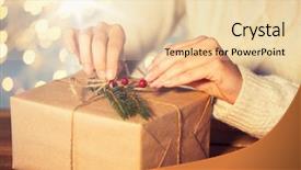  Presentation with merry christmas and new year - Slide set consisting of mail paper with fir brunch background and a lemonade colored foreground