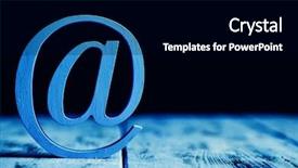  Presentation with mail server - Beautiful PPT layouts featuring mail server - blue three dimensional at sign backdrop and a black colored foreground