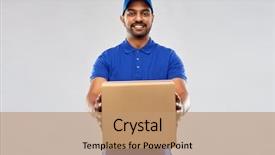  Presentation with mail - Audience pleasing presentation consisting of mail service and shipment concept backdrop and a coral colored foreground