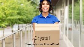  Presentation with city street - Cool new slides with mail-service-and-shipment-concept backdrop and a soft green colored foreground