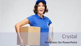  Presentation with mail - Presentation theme having mail-service-and-shipment-concept background and a light blue colored foreground