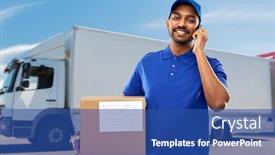  Presentation with mail - Presentation theme with mail-service-communication-and-shipment background and a ocean colored foreground