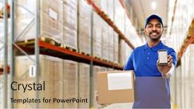  Presentation with mail - Presentation theme having mail service technology and shipment background and a coral colored foreground