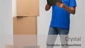  Presentation with mail - Presentation design having mail-service-technology-and-shipment background and a light gray colored foreground