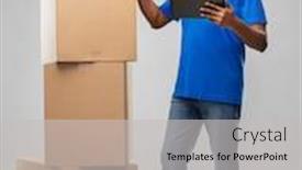  Presentation with mail - Slides enhanced with mail-service-technology-and-shipment background and a light gray colored foreground