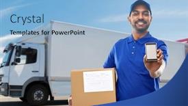  Presentation with mail - Amazing presentation design having mail-service-technology-and-shipment backdrop and a light blue colored foreground