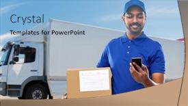  Presentation with mail - Amazing presentation theme having mail-service-technology-and-shipment backdrop and a light blue colored foreground