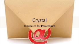  Presentation with brown and white - Colorful presentation design enhanced with mail sign isolated on white backdrop and a coral colored foreground